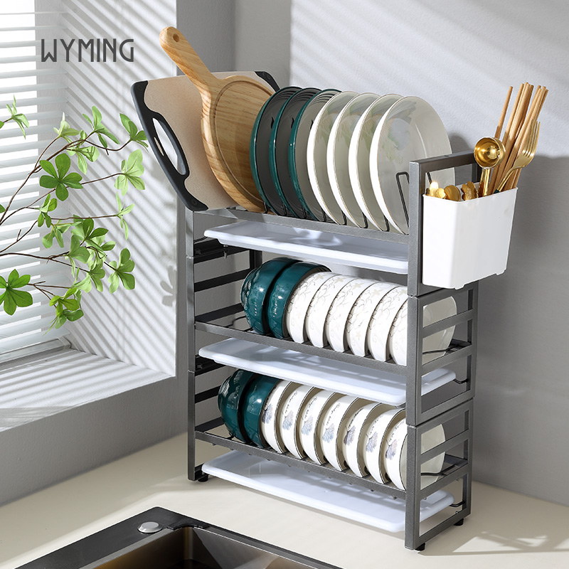 厨房置物架双层l碗碟架家用台面沥水架碗碟碗筷碗盘子收纳