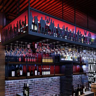 酒吧吧台吊架倒挂酒杯架悬挂式酒柜酒架吊架餐厅饭店装饰挂杯架