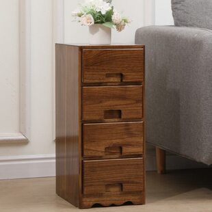 床头柜迷你卧室边柜小型极窄柜25cm夹缝收纳柜胡桃色超窄实木多层