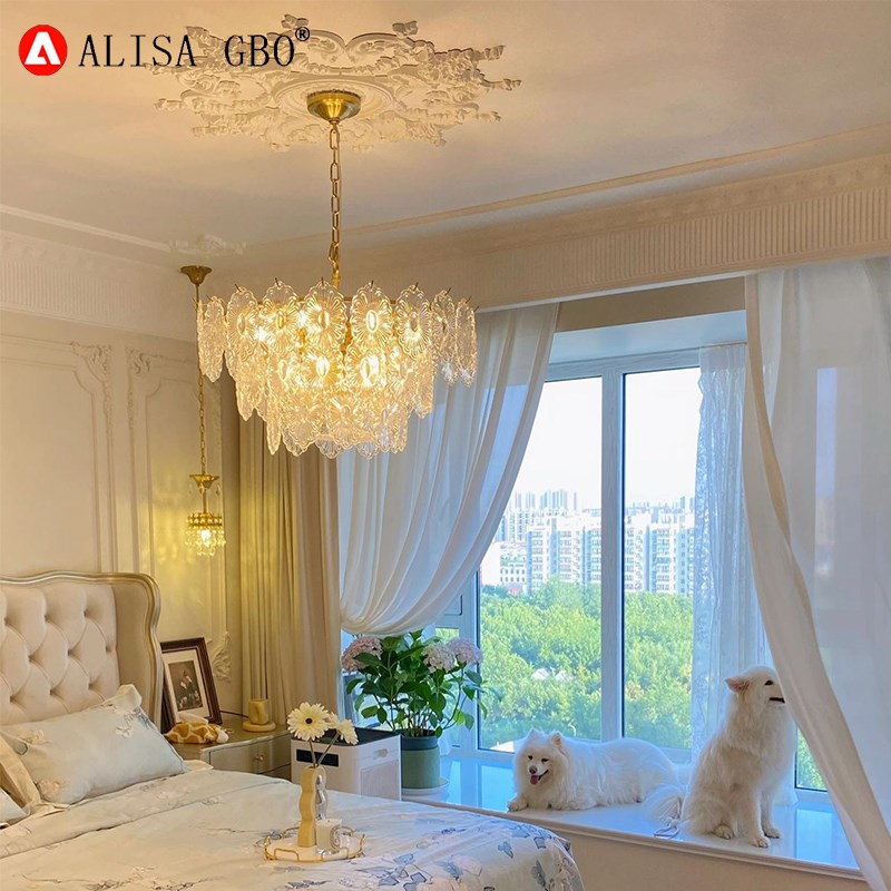 爱丽莎 全铜轻奢j水晶客厅餐厅吊灯 法式复古田园后现代卧室灯具