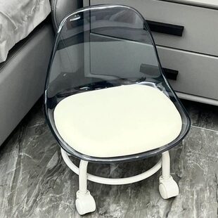 亚克力万向轮小凳子软座滑轮矮凳带娃儿童椅子靠背圆美缝修脚板凳
