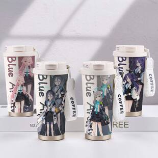 蔚蓝档案周边保温杯星野爱丽丝白子优香二次元大容量不锈钢水杯子