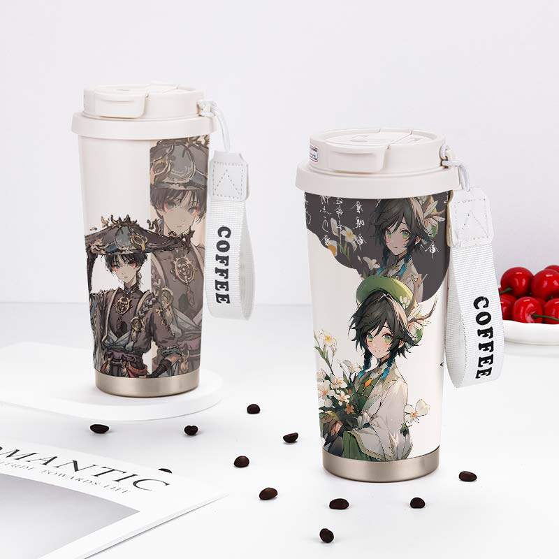 原神周边保温杯散兵温迪学生二次元大容量男生女生不锈钢咖啡杯子