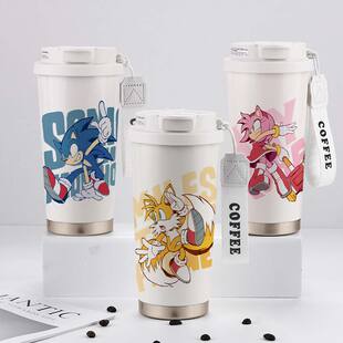 刺猬索尼克周边保温杯塔尔斯艾咪学生儿童大容量男生不锈钢水杯子