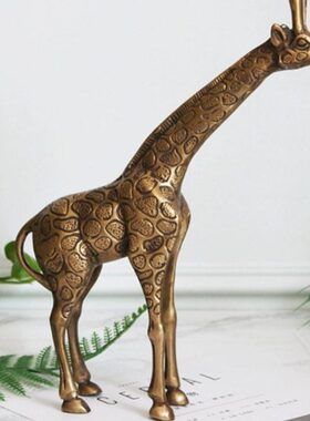 北欧美式印度进口黄铜热卖长颈鹿装饰摆件书房客厅创意会所设计