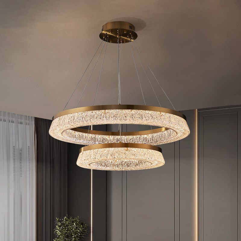 后现代轻奢客厅吊灯现代简约卧室餐D厅圆形别墅挑空复式楼梯树脂