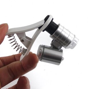 夹子放大镜60倍放大镜带灯袖珍鉴定显微镜 鸽眼镜通用夹子可拍照