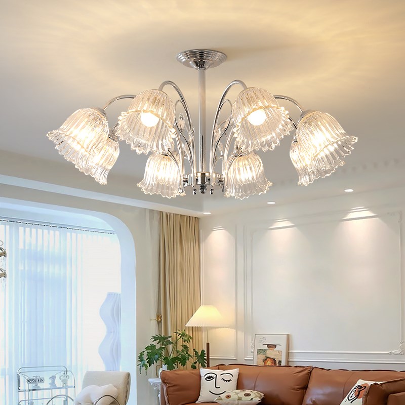 法式客厅吊灯水i晶全光谱现代简约卧室餐厅主灯北欧大厅奶油风灯