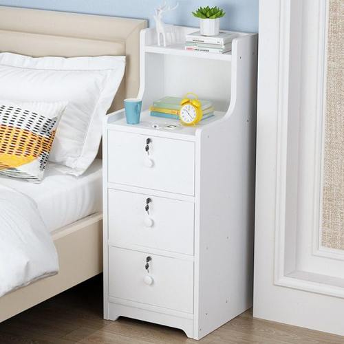 床头置物架卧室床边带锁收纳柜子缝隙柜省空间宿舍落地小型床头柜