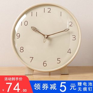 客厅座钟台式钟表摆件创意台钟卧室大号摆钟静音北欧实木时钟桌面