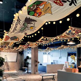 天幕吊顶挂布高级感装饰墙布背景布室内墙面餐厅酒馆露营氛围布置