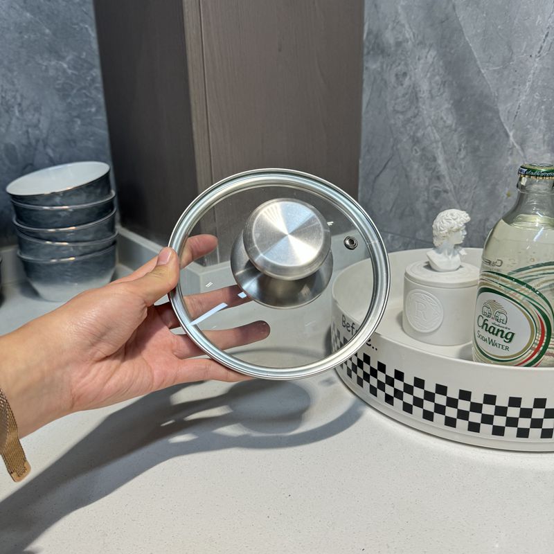 多尺寸 a304不锈钢加钢化玻璃玻璃锅盖可视盖子12/14/16/18/20cm