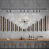 墙壁酒架吧台背景墙上斜放红酒置物架家用餐厅铁艺悬挂展示架酒柜