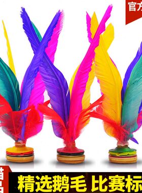 毽子太仓新健xj2008彩色鹅毛毽球比赛专用大花毽牛筋底