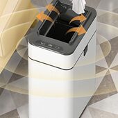 超大容量双向侧开不锈钢感应垃圾桶防水充电电池双模式 智能长续航