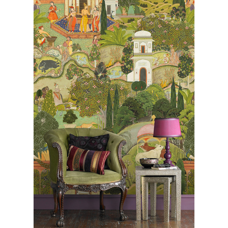 罗马尼亚墙纸斋浦尔花园印度风情壁H画客厅酒店个性复古墙布