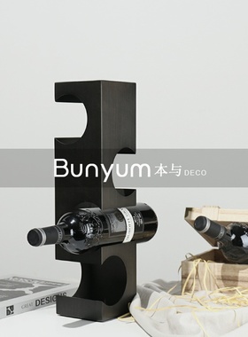 现代简约轻奢样板间o几何金属红酒架摆件餐厅客厅会所桌面装饰品