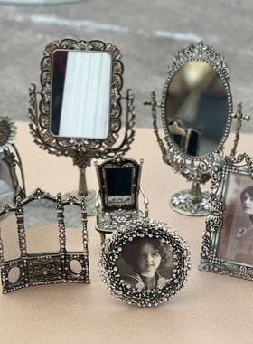 西洋古董风合金雕花镶q钻首饰盒化妆镜相框复古工艺品家居装饰摆