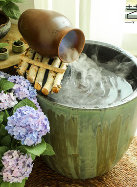 中式庭院花园布置户外流水鱼池阳台装饰景观M水池鱼缸摆件循环流