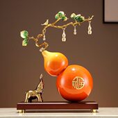 五福临门招财葫芦摆件客厅桌面玄关电视柜酒柜装 饰金属创意新中式