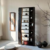 侘寂风茶杯架置物架博古架展架茶室靠墙边柜层架老实木茶室阳台格