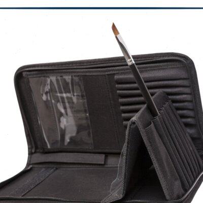 帆布料折叠式16支简约黑色收纳包2283/2284立式简单拉链纯色笔包