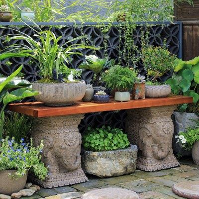 户外人造石墩摆件中式庭院花园布置装饰造景大象实木花架花盆底座,家居饰品,户外/庭院摆件,淘宝优惠券,粉丝福利购,淘宝优惠卷