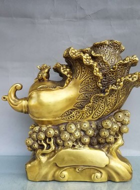 纯铜百财招来摆件招财如意葫A芦家居店铺装饰礼品白菜聚宝盆