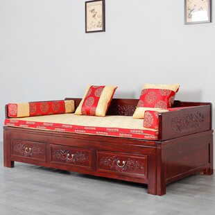 老榆木罗汉床推拉床小户型新中式禅意龙床榻古代贵妃床榻榻米沙发