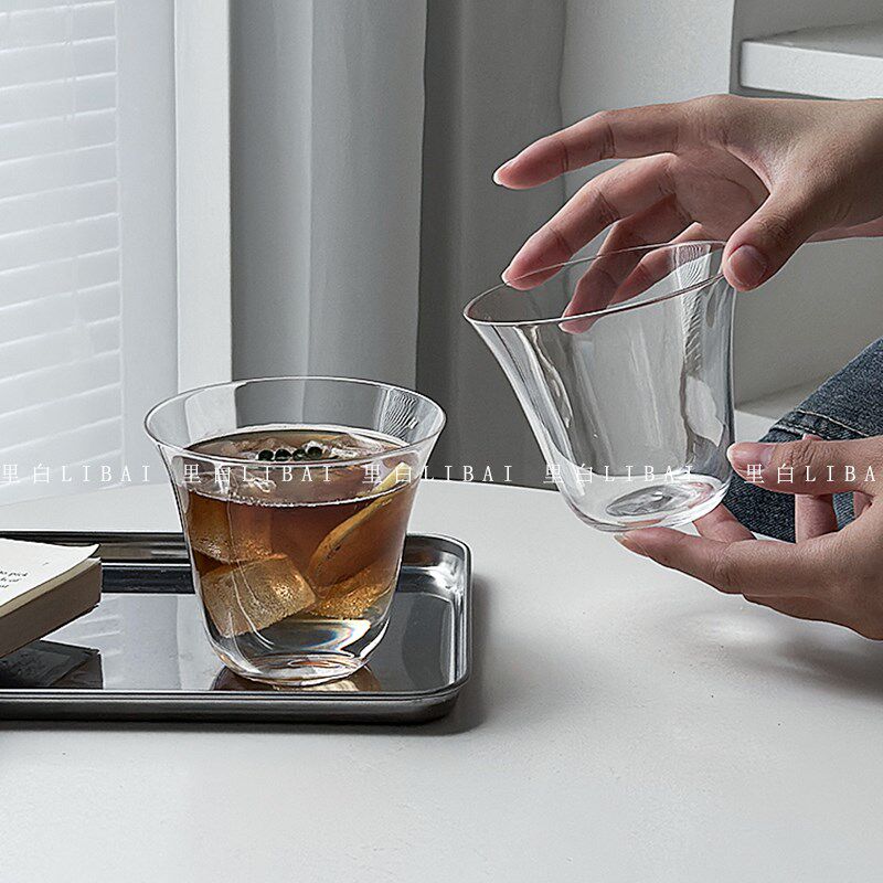 韵器ins比利时反口矮杯咖啡拿铁冷萃玻璃杯古典泡茶杯鸡尾酒杯