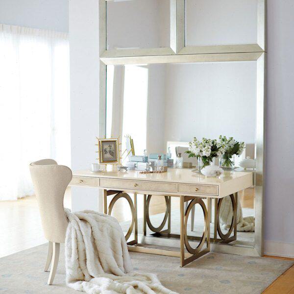 北欧现代简约迷你小书桌金色铁艺白色铁艺烤漆卧室梳妆台化妆桌