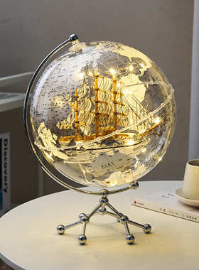 创意透明地球仪摆件轻奢高档家居客厅电视L柜酒柜办公室桌面装饰