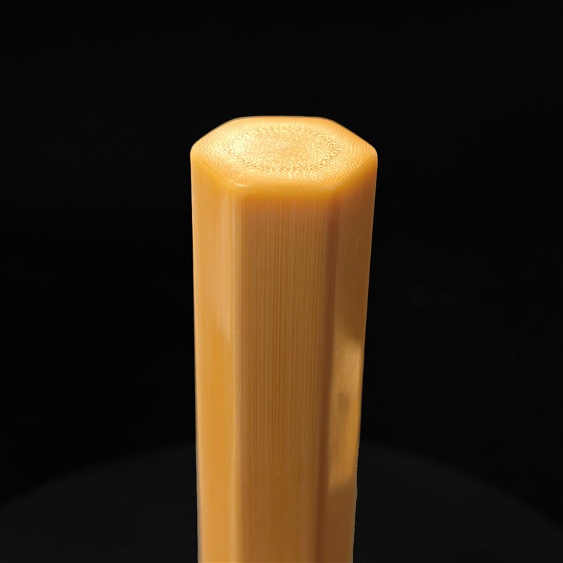 实心玉竹黄皮六棱料趁手竹子手把件精抛规Q整高密文玩实心竹