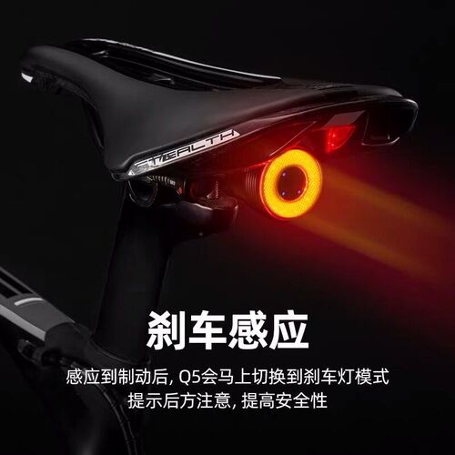 洛克兄弟自行车尾灯智能感应高亮刹车灯山地车公路车夜骑尾灯装
