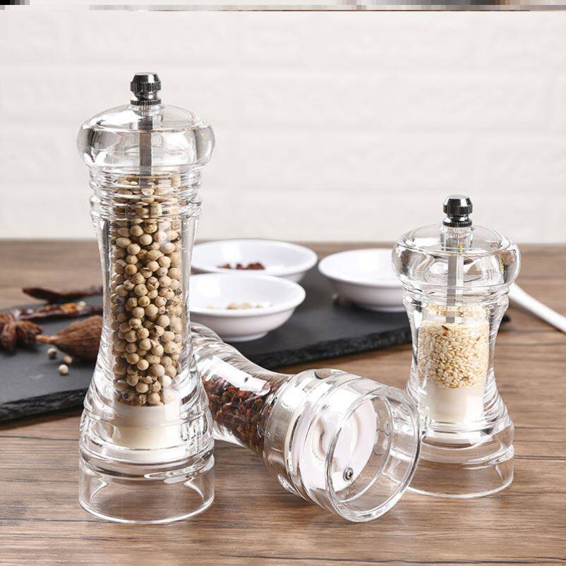 手动家用透明亚克力黑胡椒研磨器西餐工具胡椒粒椒磨碎瓶碾磨胡椒