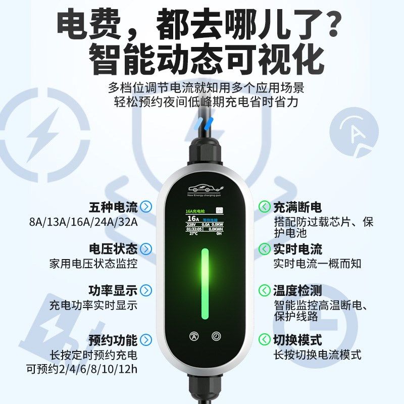 适用东风EV新能源车ex1 pro风神e70御风em26便携式随车充电枪器桩图片