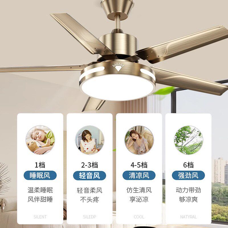 钻石牌吊扇灯2025新款家用餐厅客厅风扇灯大风力一体带灯吸顶电扇