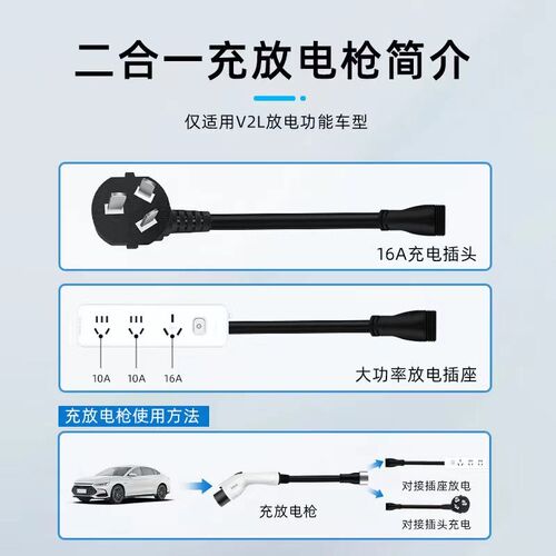 江淮钇为3/QXPH/瑞风RF8 PHEV/爱跑充电放电一体枪随车充外放电枪
