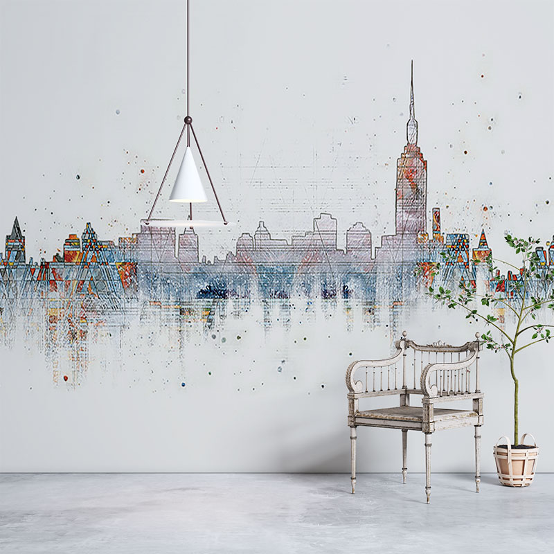 墙纸定制3d立体法式复古城市建筑背G景墙壁纸客厅壁布卧室墙布壁