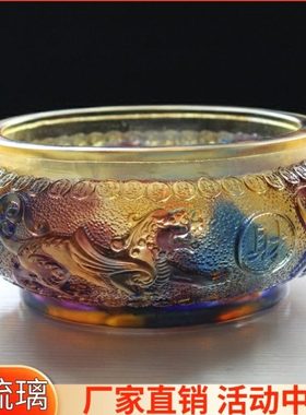 古法真琉璃貔貅聚宝盆真琉璃摆件家居工艺品客厅摆设开业招财礼品