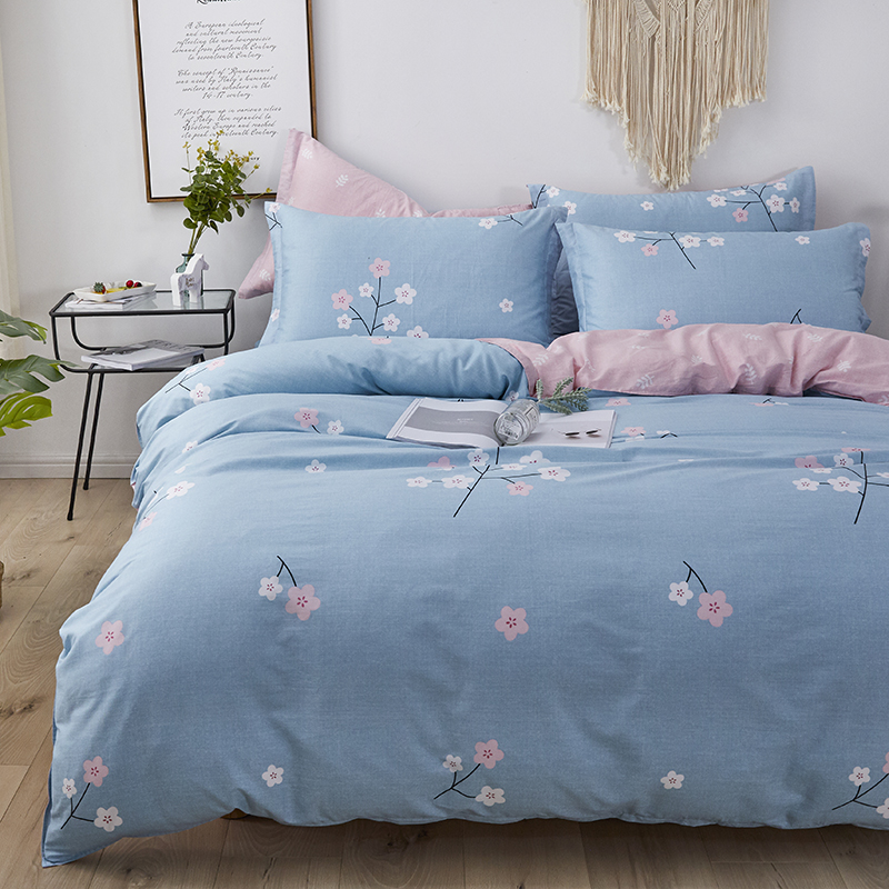 纯棉四件套100全棉180x220x240被套2米床2.2x2R.4被罩加大床单春