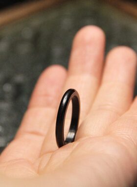 上觉手作墨原创手工黑檀木戒指紫光檀潮酷指环男女朋友礼物包邮