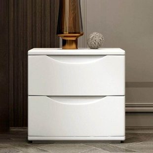 中式实木餐边柜简约现代床头柜全实木原木纯白色整装卧室落地多层