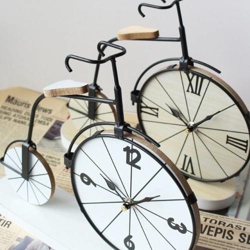 MJK简约创意钟表座钟客厅背景墙家用时尚自行车艺术轻奢摆件摆钟