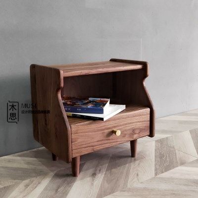 黑胡桃木实木床头柜北欧日式轻奢床边柜卧室收纳柜,住宅家具,床头柜,淘宝优惠券,粉丝福利购,淘宝优惠卷