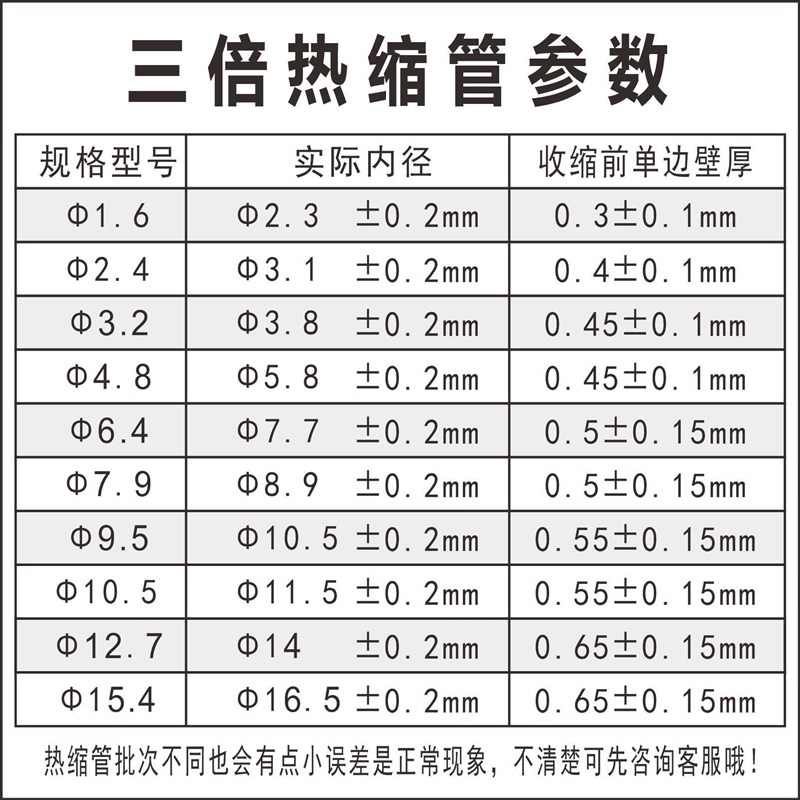 三倍带胶热缩管加厚防q水倍热宿管双壁管环保套管双臂管含胶耐磨