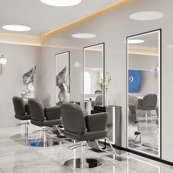 带灯理发店镜台发廊专用烫染区美发店理发镜子单面靠墙落地镜包邮