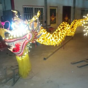 舞龙新款头夜光龙钢架料龙头龙尾民间龙社火舞龙带灯黄龙舞龙道具