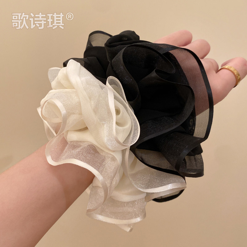 超仙~网纱大肠发圈女网红2v024新款夏天头花高级感丸子头马尾发绳