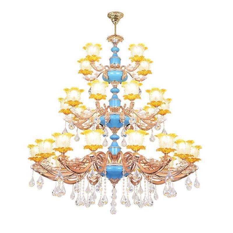 欧式楼梯酒店别h墅复式楼大吊灯简欧奢华大气旋转楼梯间长吊灯客